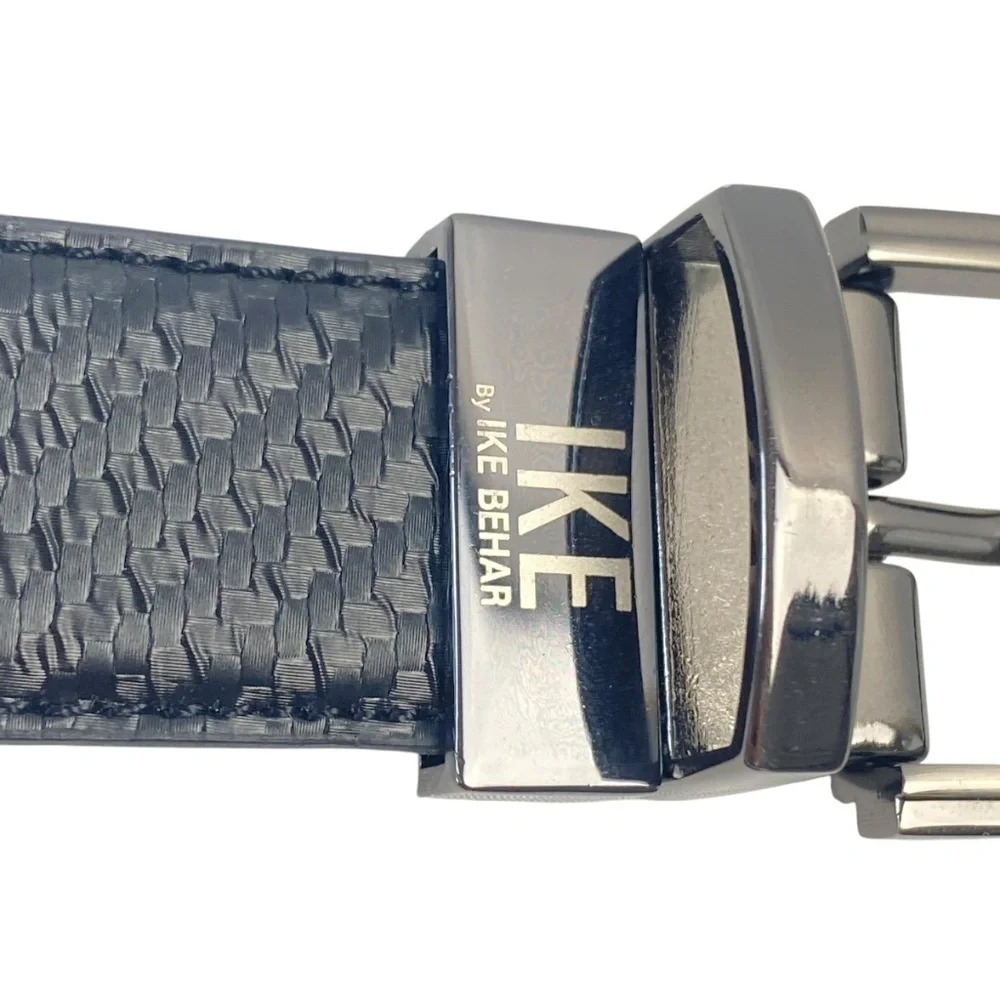 IKE BEHAR Leather Reversible Belt Textured Dressy in Black Size 36